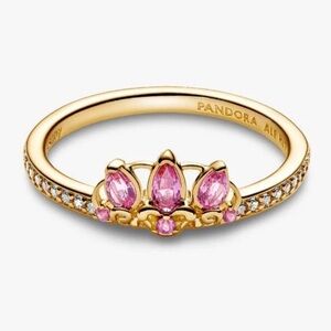 Disney Princess Rapunzel Tiara Ring 14k gold plating w/pandora box